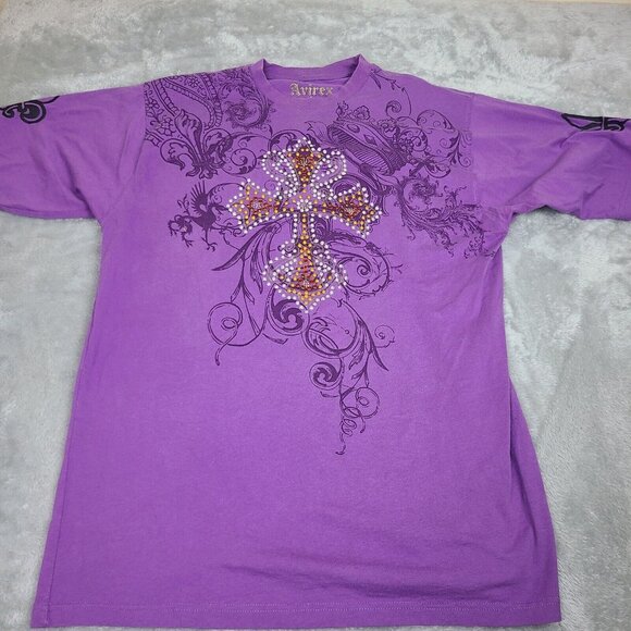 Vintage Y2K Avirex Goth‎ Style Mens T-Shirt Size 2XL Affliction Styled Shirt - Picture 1 of 9